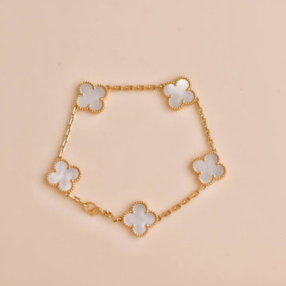 [Topon Jewelry]CLOVER  5 MOTIF WHITE MOP BRACELET