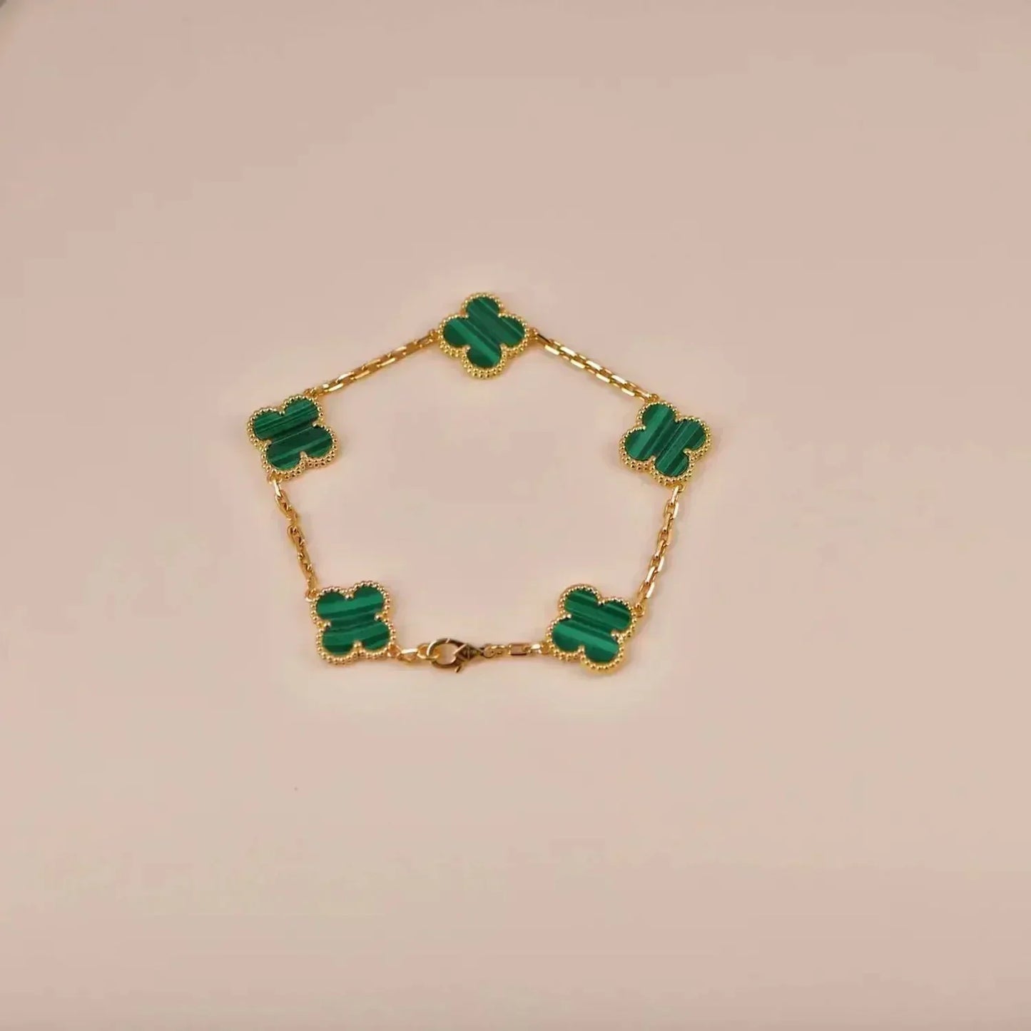 [Topon Jewelry]CLOVER 5 MOTIFS MALACHITE BRACELET