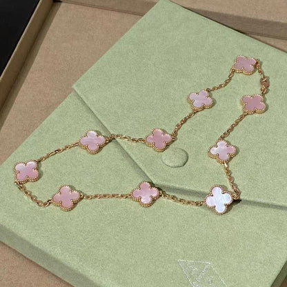 [Topon]CLOVER 10 MOTIFS PINK MOP NECKLACE
