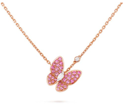 [Topon Jewelry]BUTTERFLY RED DIAMOND ROSE GOLD NECKLACE