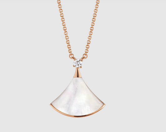 [Topon Jewelry]DREAM NECKLACE WHITE MOP PINK GOLD 1 DIAMOND