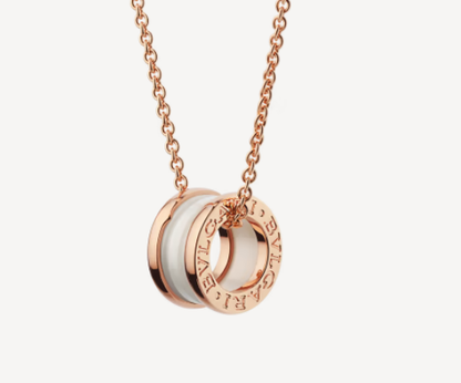 [Topon Jewelry]ZERO 1 WHITE CERAMIC PINK GOLD NECKLACE