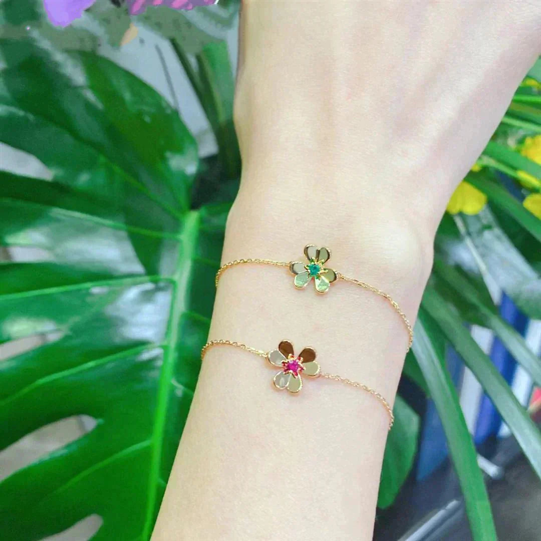 [Topon Jewelry]FRIVOLE GOLD FLOWER PINK MALACHITE BRACELET