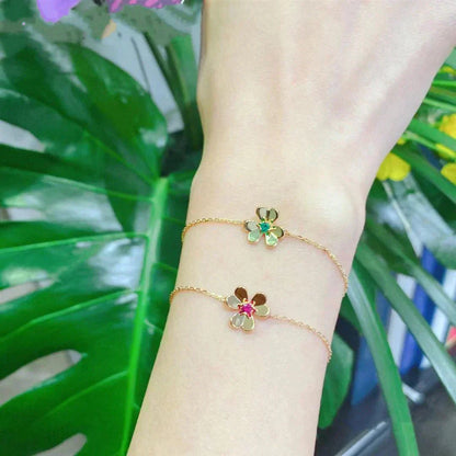 [Topon Jewelry]FRIVOLE GOLD FLOWER PINK MALACHITE BRACELET