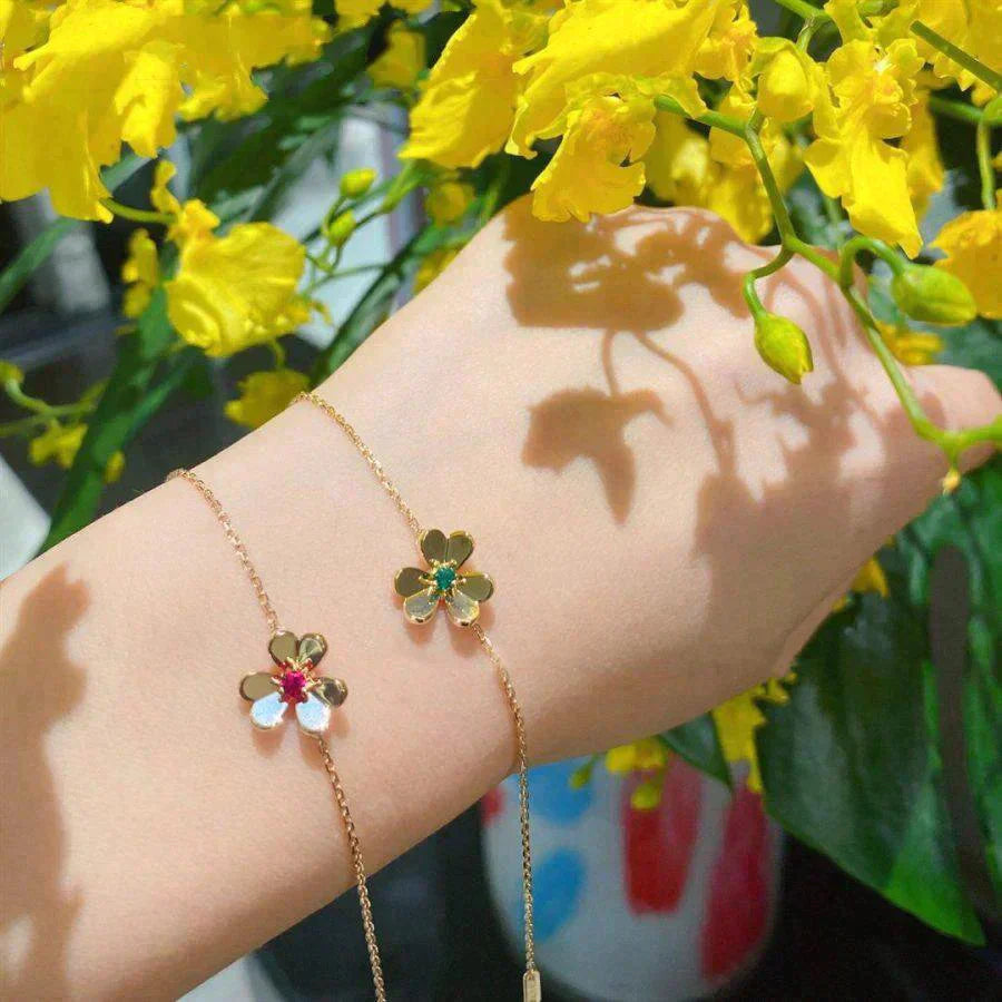 [Topon Jewelry]FRIVOLE GOLD FLOWER PINK MALACHITE BRACELET