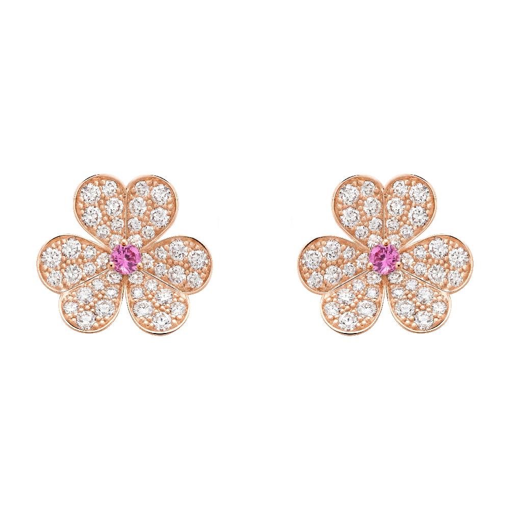 [Topon Jewelry]FRIVOLE PINK GOLD FLOWER DIAMOND EARRINGS