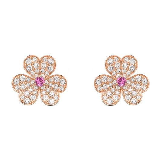 [Topon Jewelry]FRIVOLE PINK GOLD FLOWER DIAMOND EARRINGS