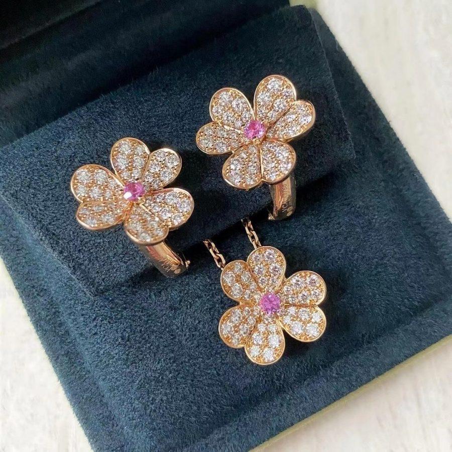 [Topon Jewelry]FRIVOLE PINK GOLD FLOWER DIAMOND EARRINGS