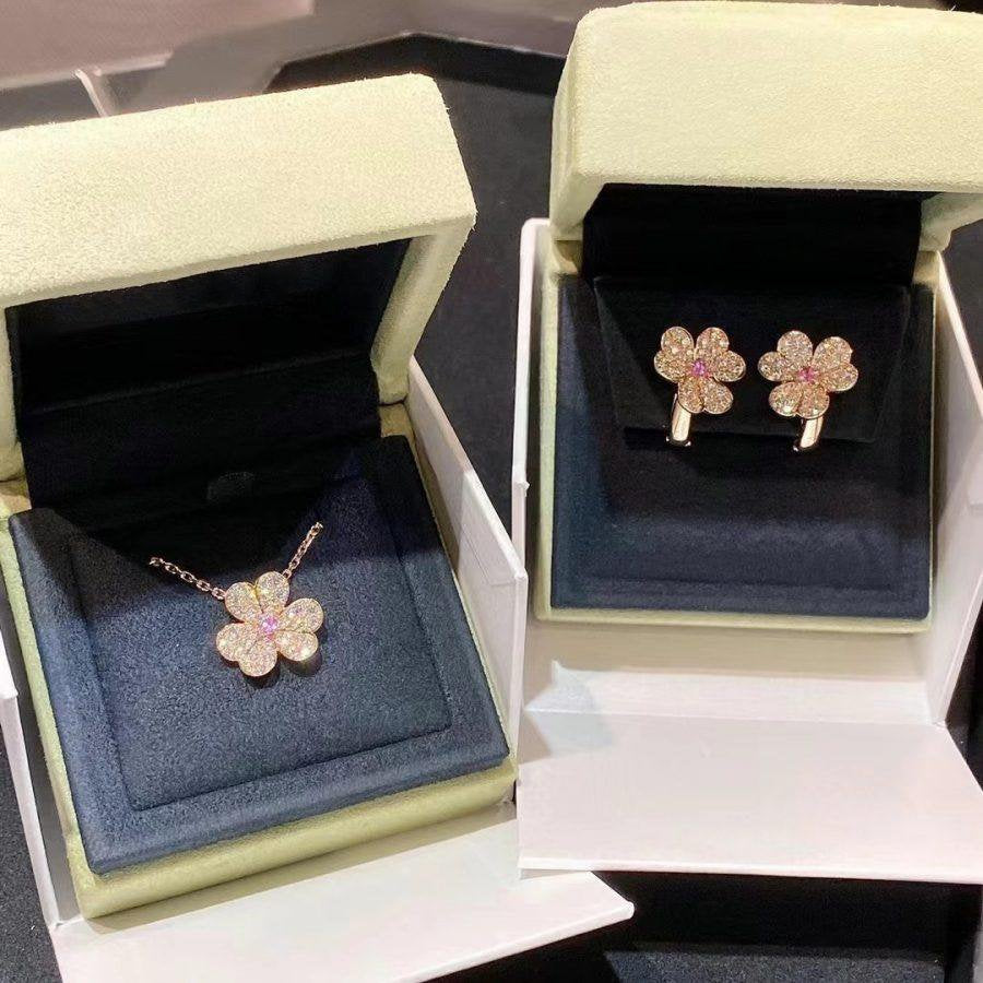 [Topon Jewelry]FRIVOLE PINK GOLD FLOWER DIAMOND EARRINGS