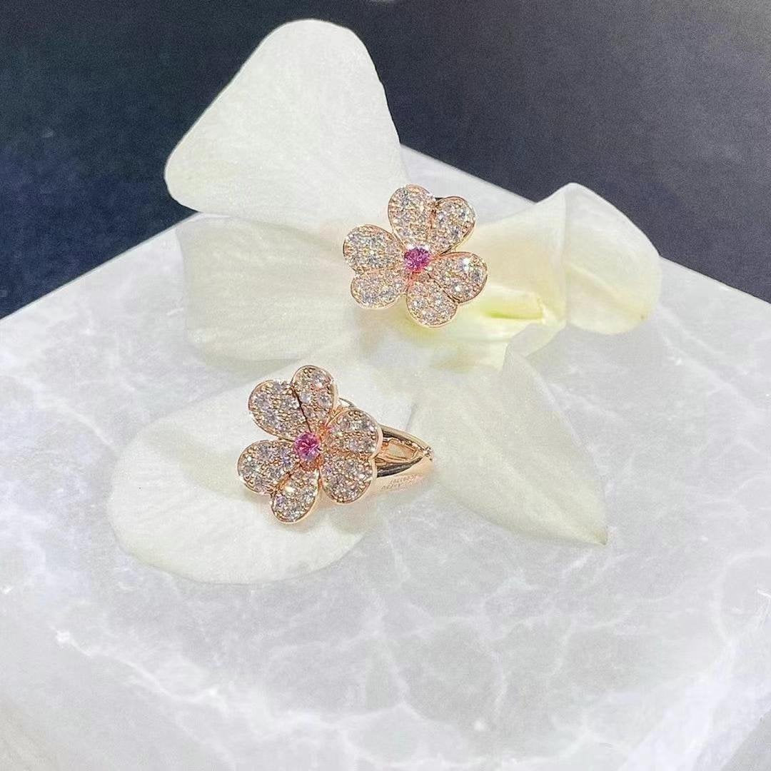 [Topon Jewelry]FRIVOLE PINK GOLD FLOWER DIAMOND EARRINGS