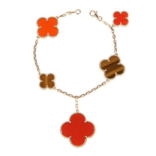 [Topon Jewelry]CLOVER BRACELET 5 MOTIFS CARNELIAN TIGER EYE