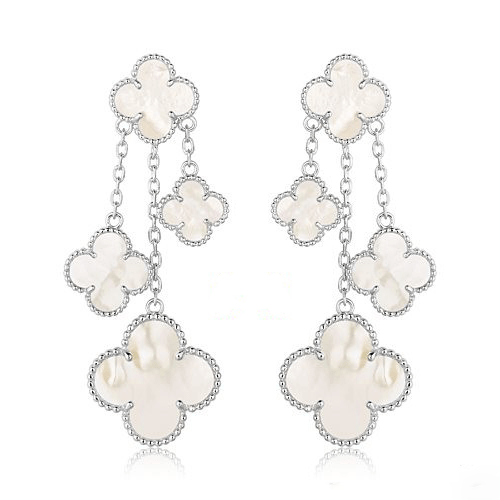 [Topon Jewelry]CLOVER EARRINGS WHITE MOP 4 MOTIFS SILVER