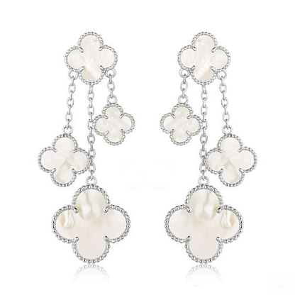 [Topon Jewelry]CLOVER EARRINGS WHITE MOP 4 MOTIFS SILVER