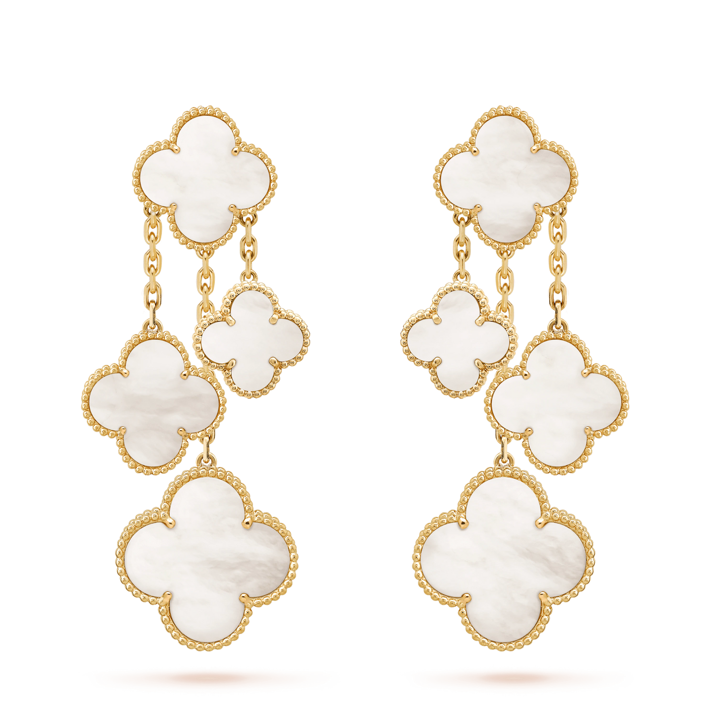 [Topon Jewelry]CLOVER EARRINGS WHITE MOP 4 MOTIFS GOLD