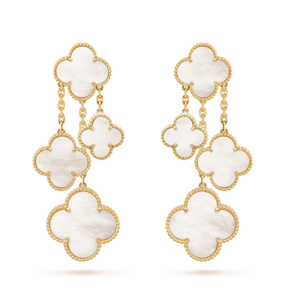 [Topon Jewelry]CLOVER EARRINGS WHITE MOP 4 MOTIFS GOLD