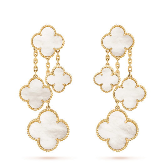 [Topon Jewelry]CLOVER EARRINGS WHITE MOP 4 MOTIFS GOLD