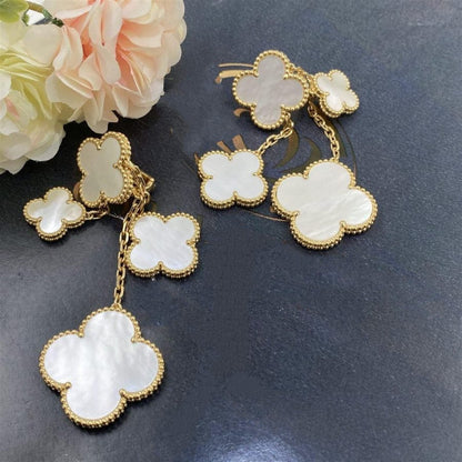 [Topon Jewelry]CLOVER EARRINGS WHITE MOP 4 MOTIFS GOLD