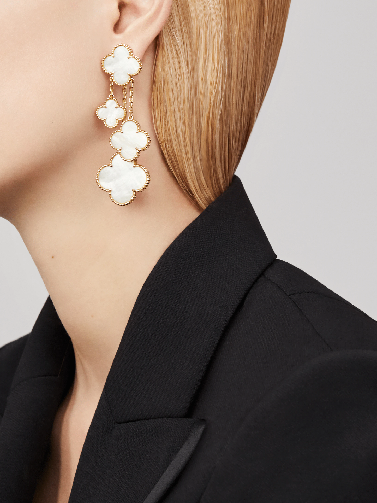 [Topon Jewelry]CLOVER EARRINGS WHITE MOP 4 MOTIFS GOLD