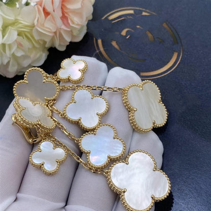 [Topon Jewelry]CLOVER EARRINGS WHITE MOP 4 MOTIFS GOLD