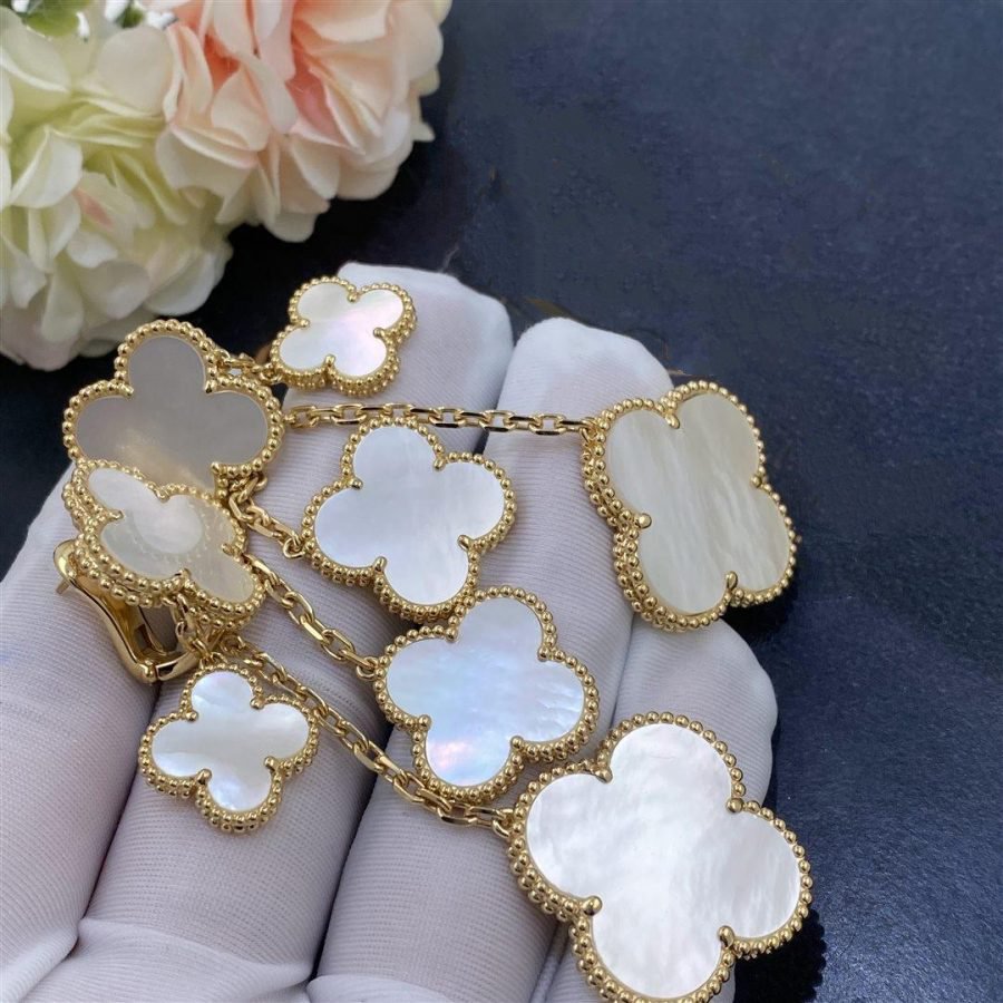 [Topon Jewelry]CLOVER EARRINGS WHITE MOP 4 MOTIFS GOLD