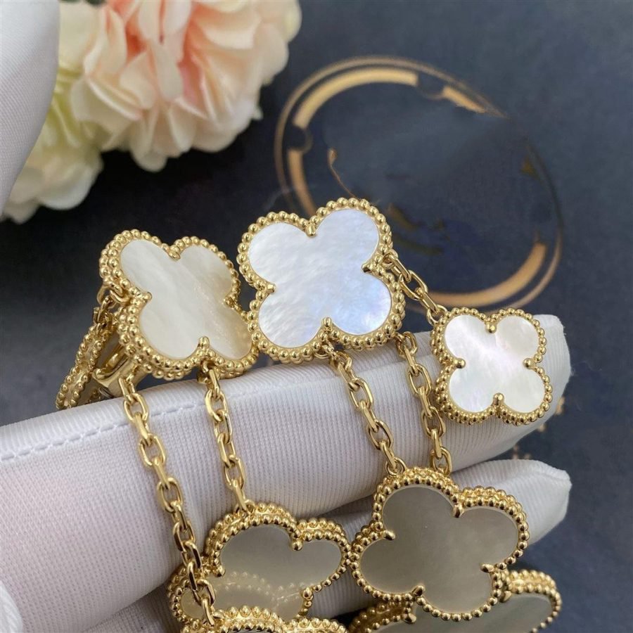 [Topon Jewelry]CLOVER EARRINGS WHITE MOP 4 MOTIFS GOLD