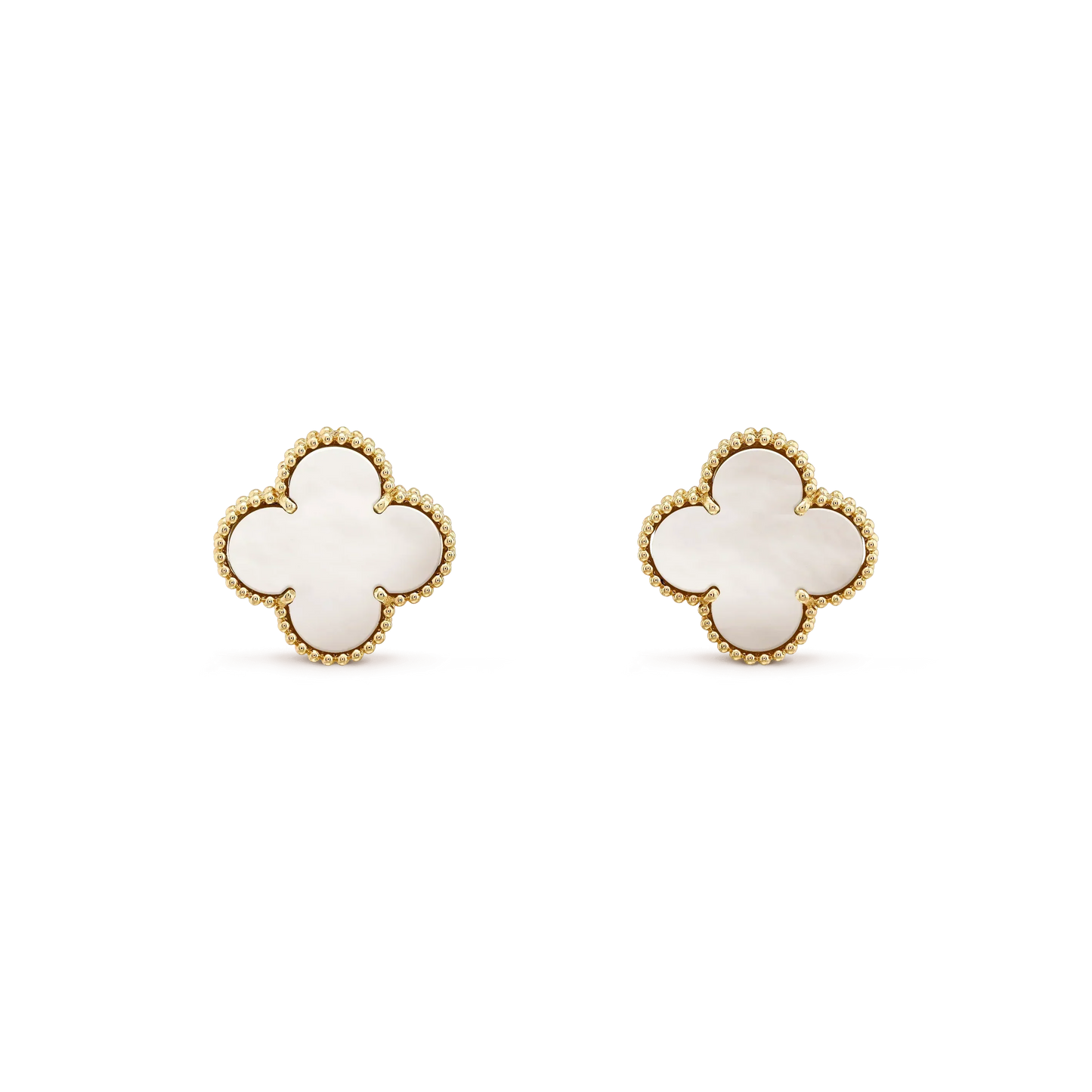 [Topon]CLOVER MEDIUM 1 MOTIFS  WHITE MOP STUD EARRINGS