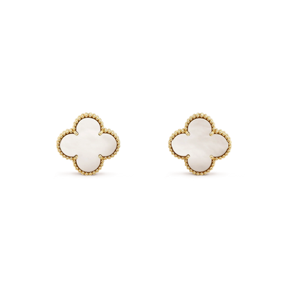 [Topon]CLOVER MEDIUM 1 MOTIFS  WHITE MOP STUD EARRINGS