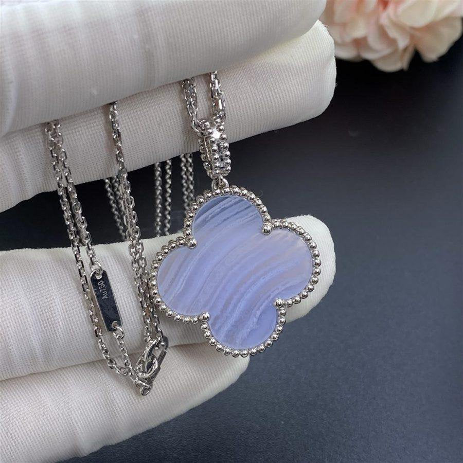 [Topon Jewelry]CLOVER SILVER CHALCEDONY BIG CLOVER NECKLACE