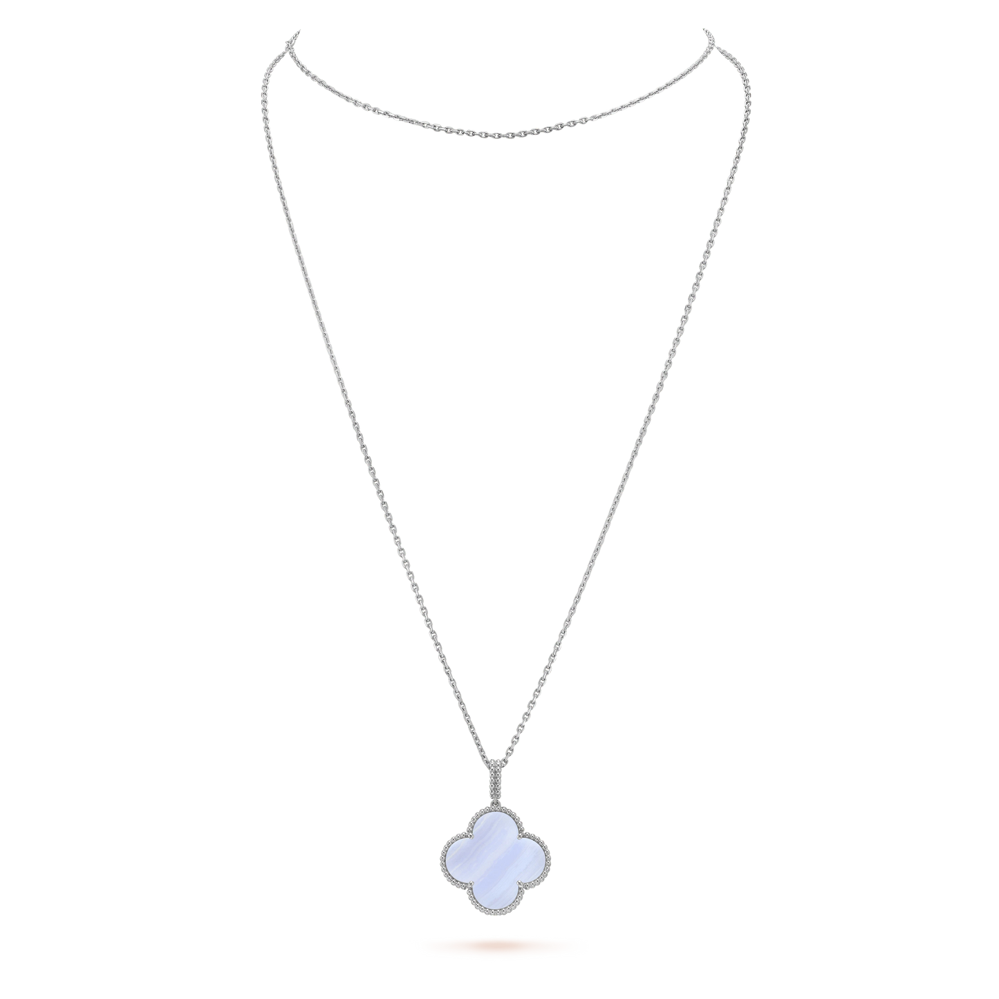 [Topon Jewelry]CLOVER SILVER CHALCEDONY BIG CLOVER NECKLACE