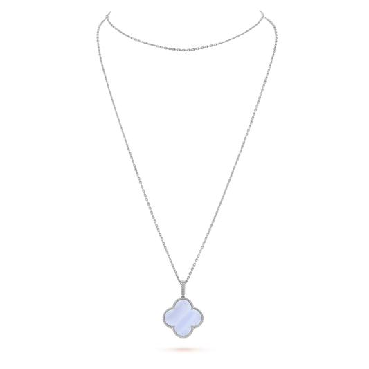 [Topon Jewelry]CLOVER SILVER CHALCEDONY BIG CLOVER NECKLACE