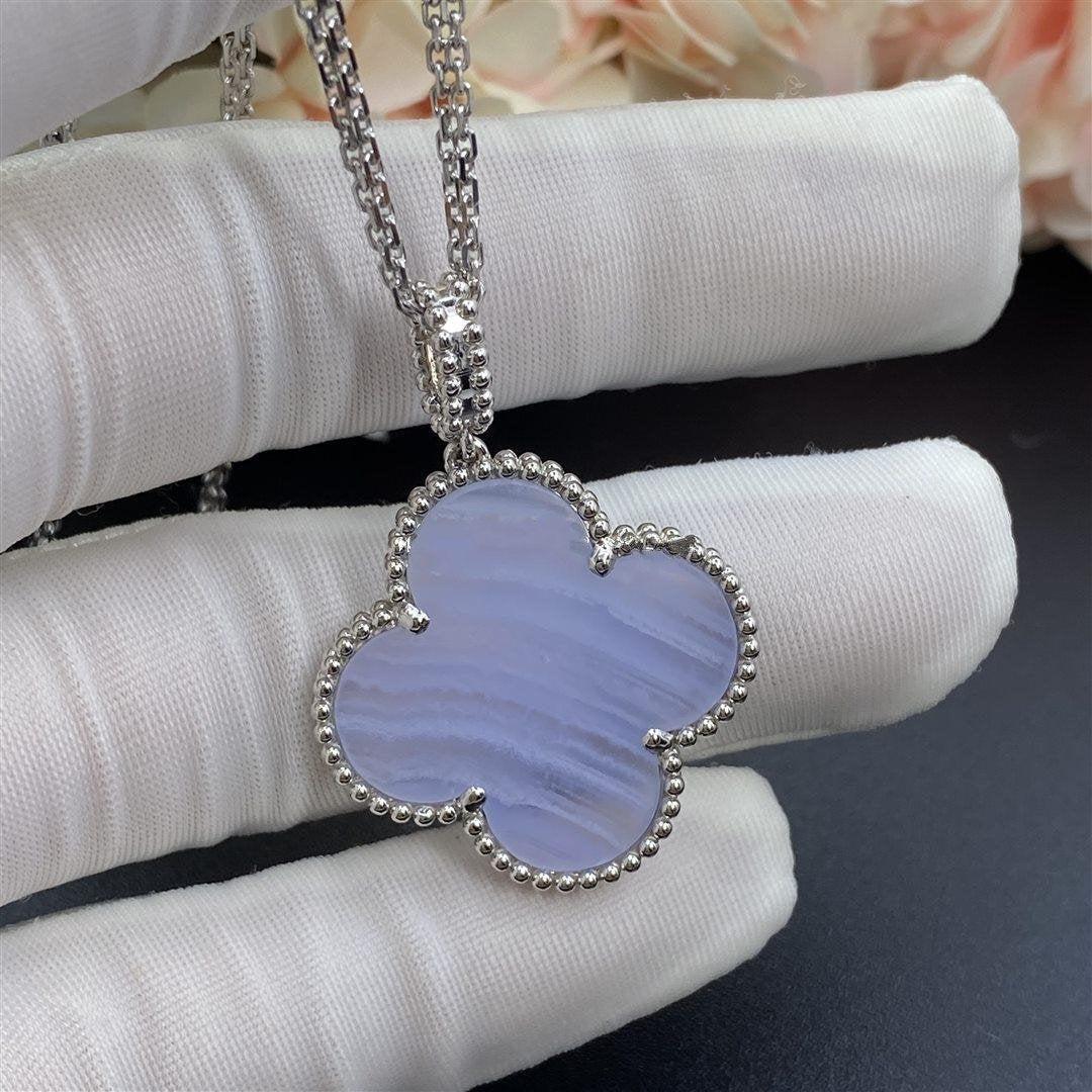 [Topon Jewelry]CLOVER SILVER CHALCEDONY BIG CLOVER NECKLACE