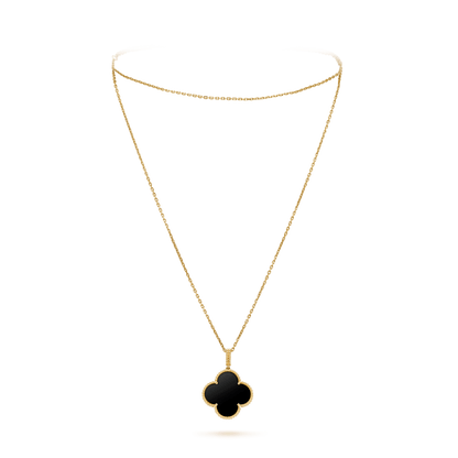 [Topon Jewelry]CLOVER 25MM GOLD ONYX BIG CLOVER NECKLACE