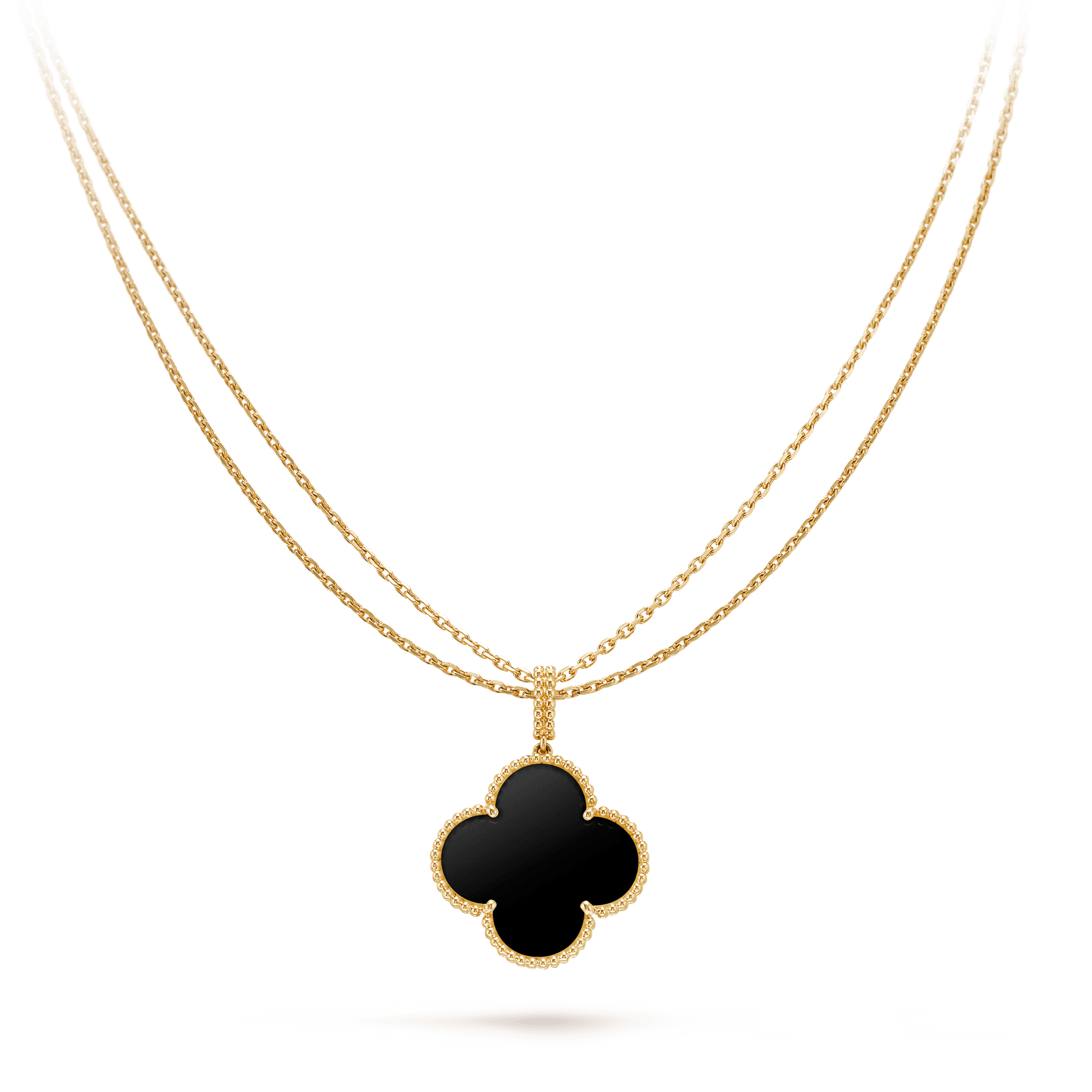 [Topon Jewelry]CLOVER 25MM GOLD ONYX BIG CLOVER NECKLACE