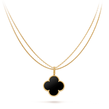 [Topon Jewelry]CLOVER 25MM GOLD ONYX BIG CLOVER NECKLACE