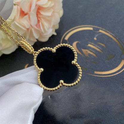 [Topon Jewelry]CLOVER 25MM GOLD ONYX BIG CLOVER NECKLACE