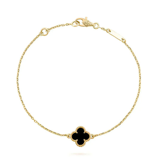 [Topon Jewelry]CLOVER ONYX SINGLE FLOWER BRACELET