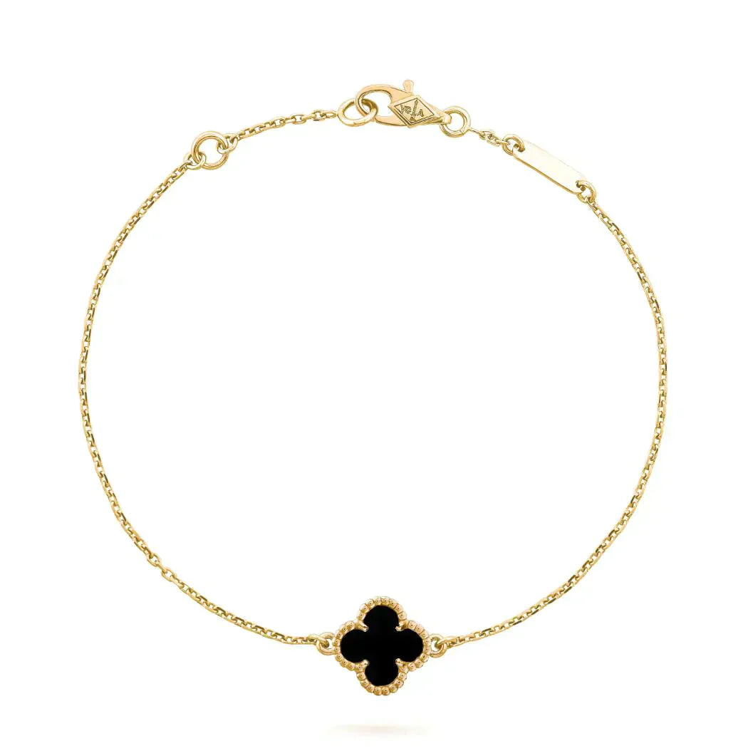 [Topon]CLOVER ONYX SINGLE FLOWER BRACELET