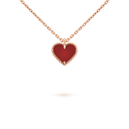 [Topon Jewelry]SWEET CLOVER CARNELIAN HEART NECKLACE