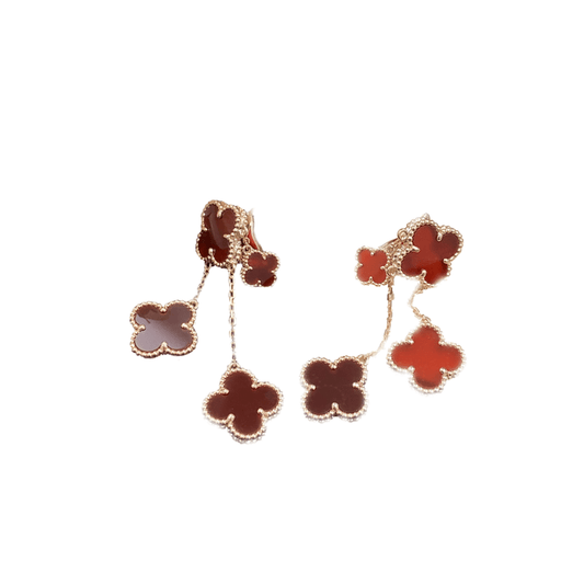 [Topon Jewelry]CLOVER EARRINGS CARNELIAN 4 MOTIFS PINK GOLD