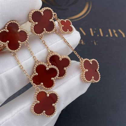 [Topon Jewelry]CLOVER EARRINGS CARNELIAN 4 MOTIFS PINK GOLD