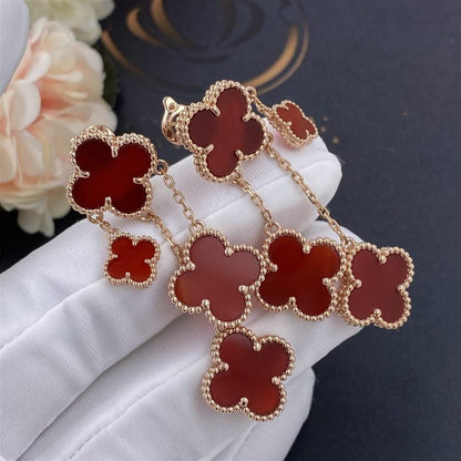 [Topon Jewelry]CLOVER EARRINGS CARNELIAN 4 MOTIFS PINK GOLD