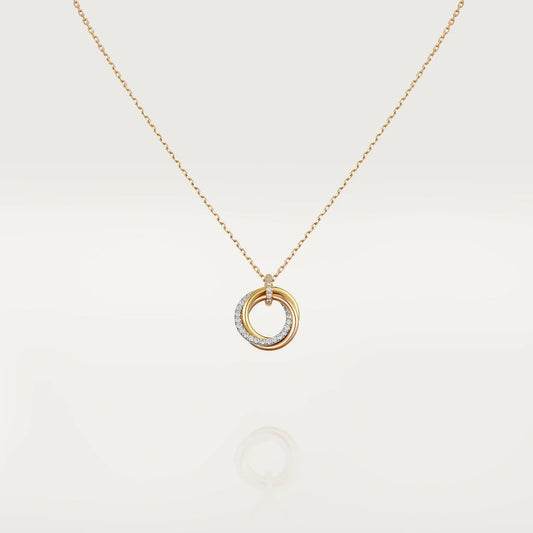 [Topon Jewelry]TRINITY NECKLACE SILVER GOLD PINK GOLD DIAMONDS