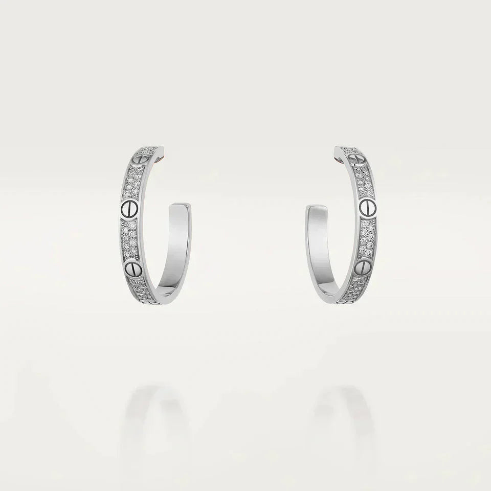 [Topon Jewelry]LOVE DIAMOND SILVER HOOP EARRINGS