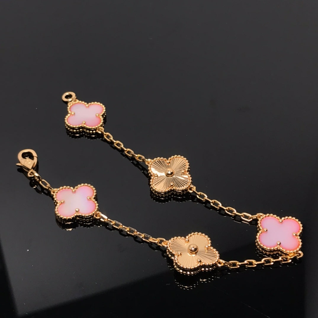 [Topon Jewelry]CLOVER BRACELET 5 MOTIF PINK AND PINK GOLD