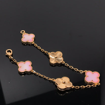 [Topon Jewelry]CLOVER BRACELET 5 MOTIF PINK AND PINK GOLD