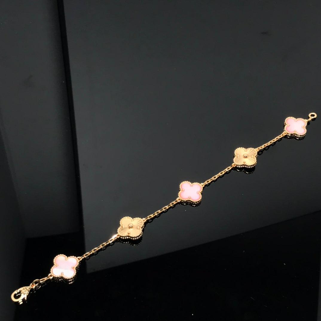 [Topon Jewelry]CLOVER BRACELET 5 MOTIF PINK AND PINK GOLD