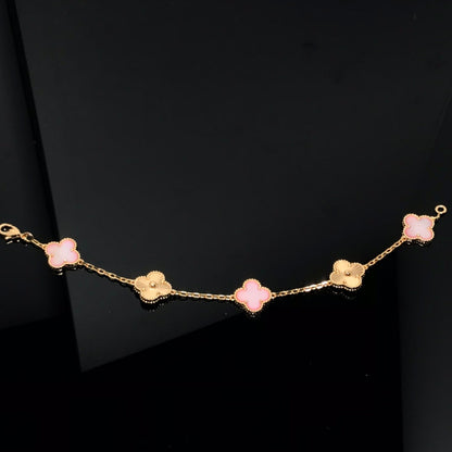 [Topon Jewelry]CLOVER BRACELET 5 MOTIF PINK AND PINK GOLD