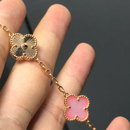 [Topon Jewelry]CLOVER BRACELET 5 MOTIF PINK AND PINK GOLD