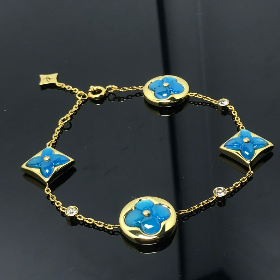 [Topon Jewelry]STAR AND SUN 4 MOTIF BLUE BRACELET