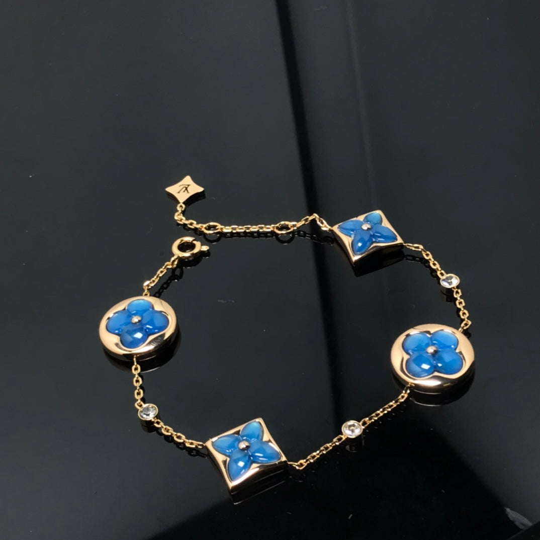 [Topon Jewelry]STAR AND SUN 4 MOTIF BLUE BRACELET